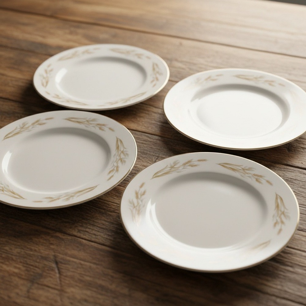 Kyoto Gold Wheat Bread Plates  6 1/4" Japan Set of 4